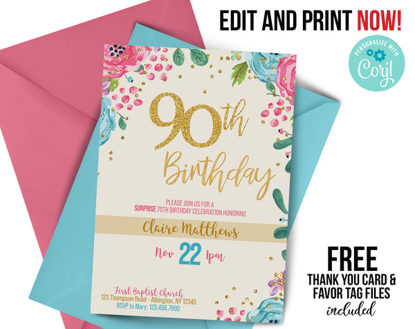 80th birthday invitation, ANY age