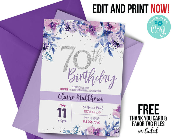 75th birthday invitation, ANY age