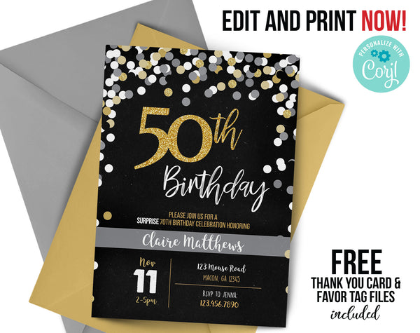 70th birthday invitation, ANY age