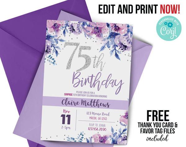 50th birthday invitation, ANY age