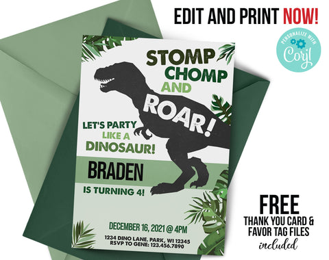 Dinosaur birthday invitation